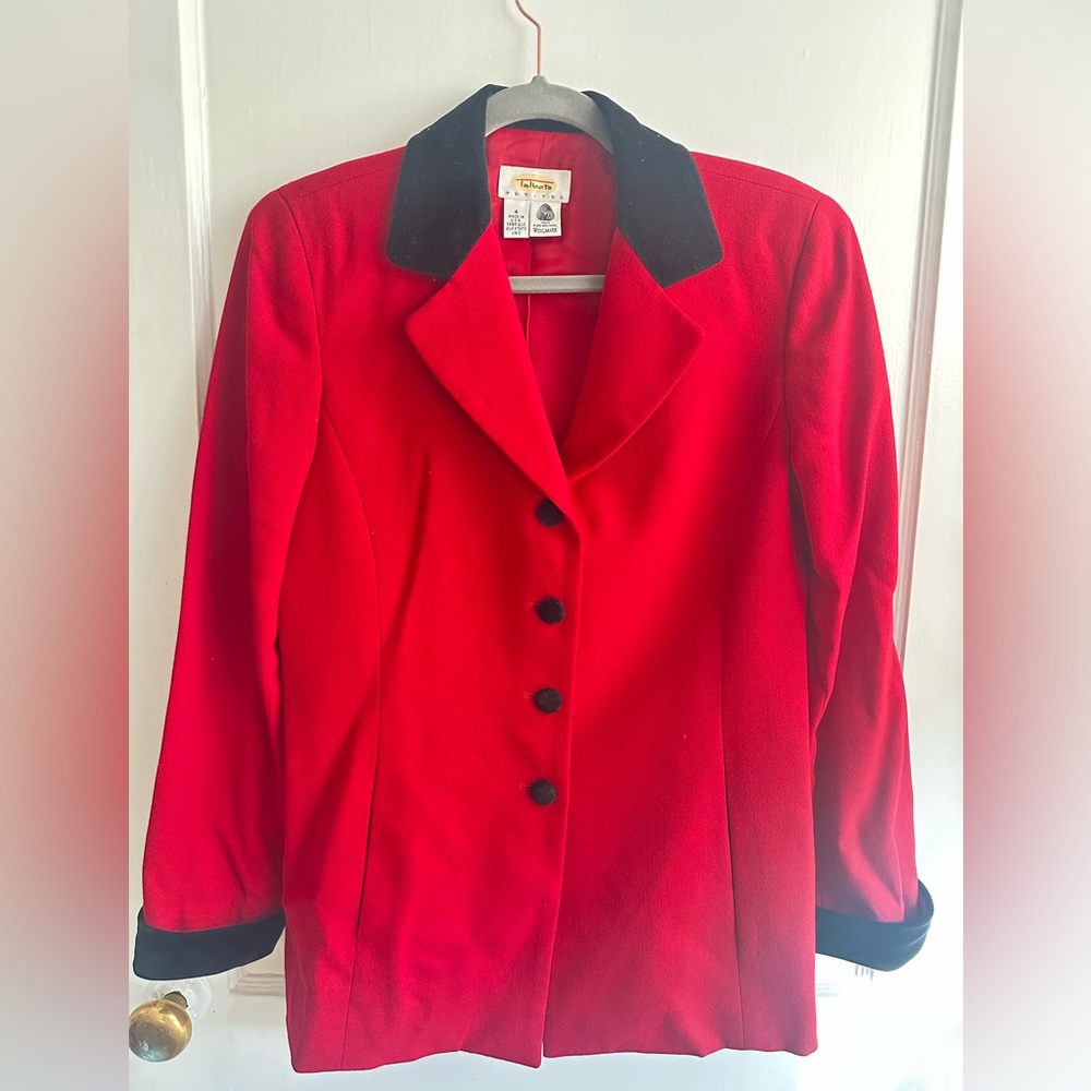 Talbots Red Blazer with Black Collar